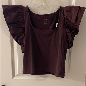 A New Day Women's Flutter Sleeve Blouse - Deep Burgundy